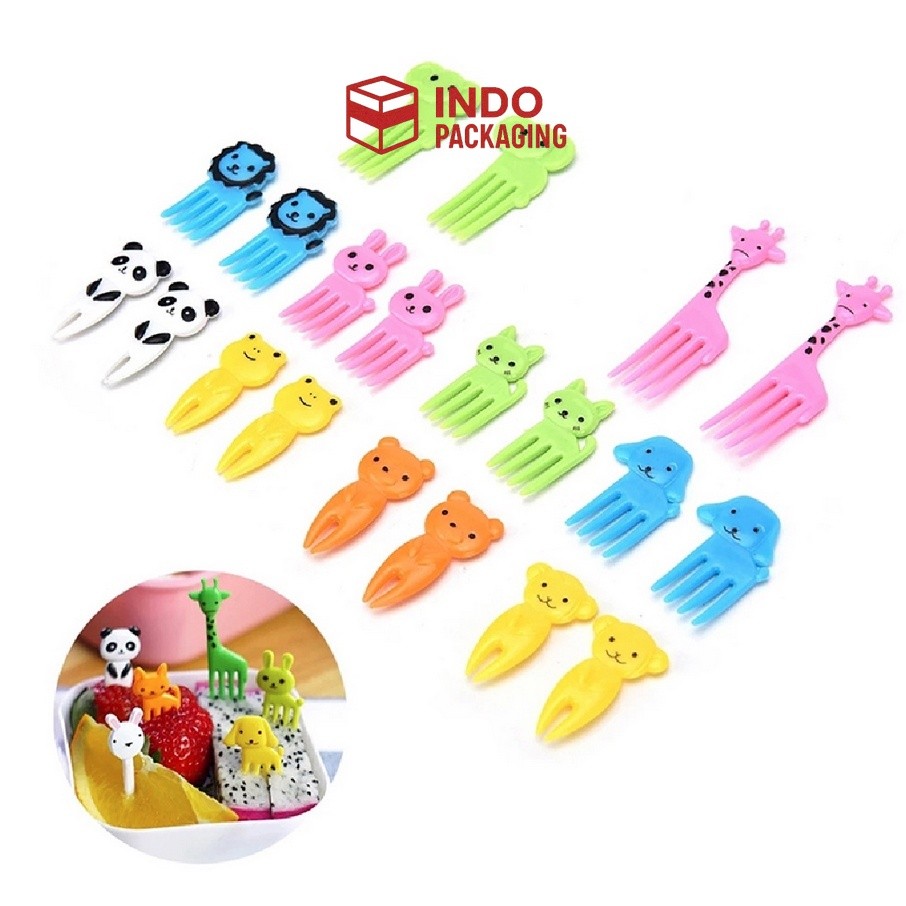 INDO PACKAGING Tusukan Bento  / Garpu Bento / Buah / Kue / Garpu Buah Kue Motif Lucu Anak-anak