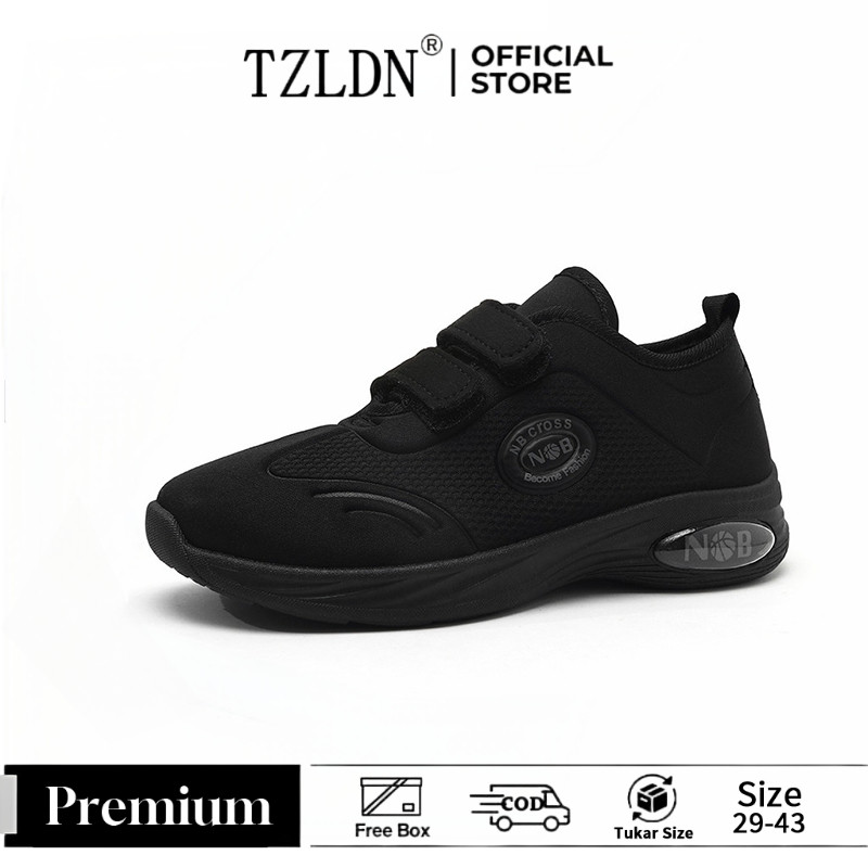 TZLDN Sepatu Anak Sneakers Laki-Laki Hitam Sepatu Olahraga Anak Kids 5-15 Tahun Cowok