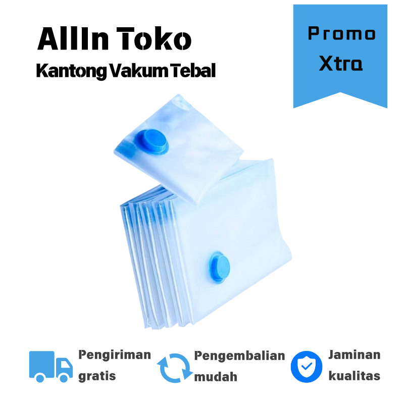 Kantong Vakum Plastik Tebal Transparan | Kantong Penyimpanan Pakaian Dapat Digunakan Kembali | Kanto