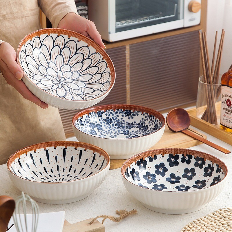 RoyalHuis Piring Makan salad besar Keramik retro floral Series Elegan Tahan Panas Microwave Set / Pi
