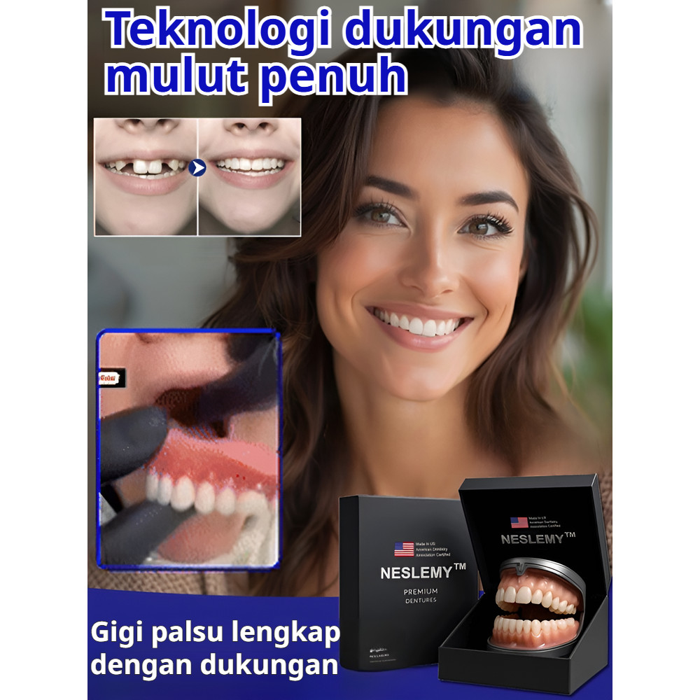 [Adjustable & Realistis] Full Dental Denture Set Rahang Atas/Bawah (300.000+ Users) / Nyaman & Aman 
