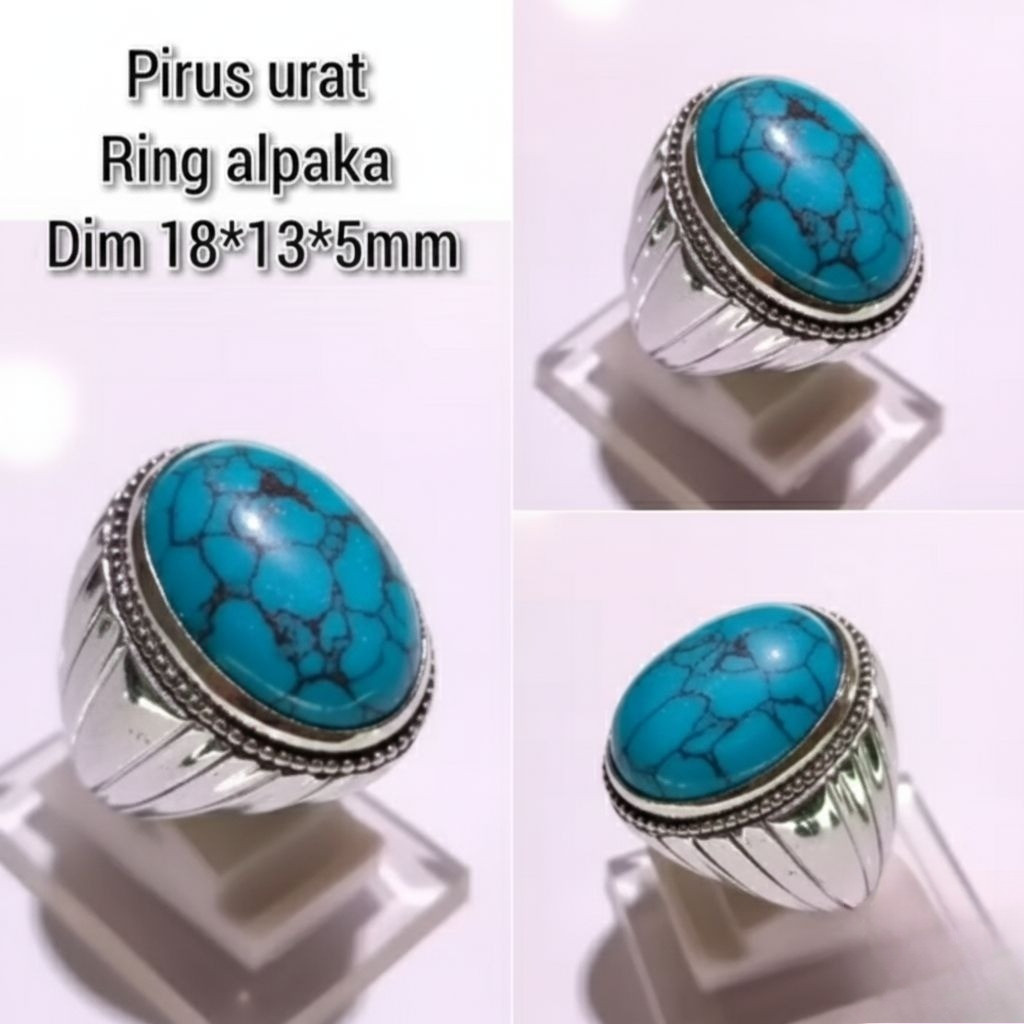 cincin pirus biru urat hitam