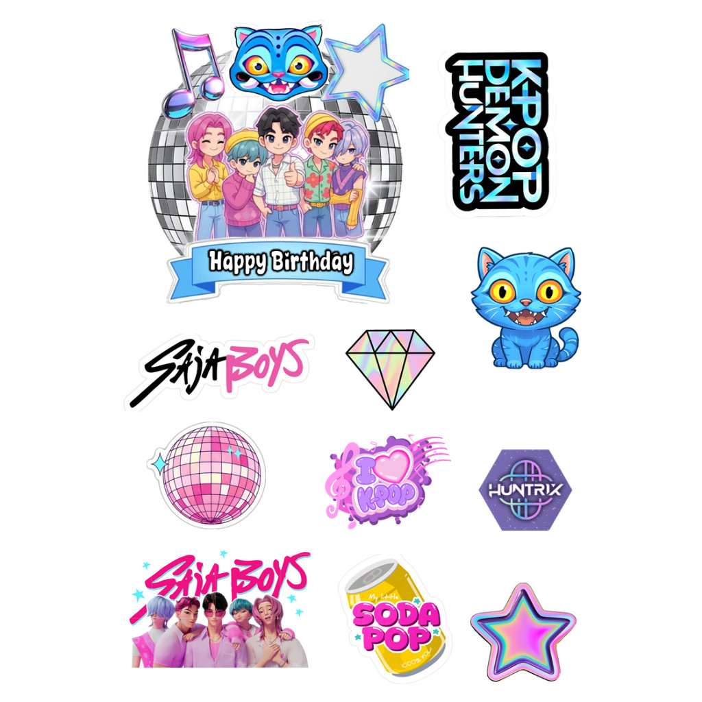 Topper KPOP SAJA BOYS DEMON HUNTERS | Topper Cake KPOP DEMON HUNTERS Custom Nama | Hiasan Kue Ultah 