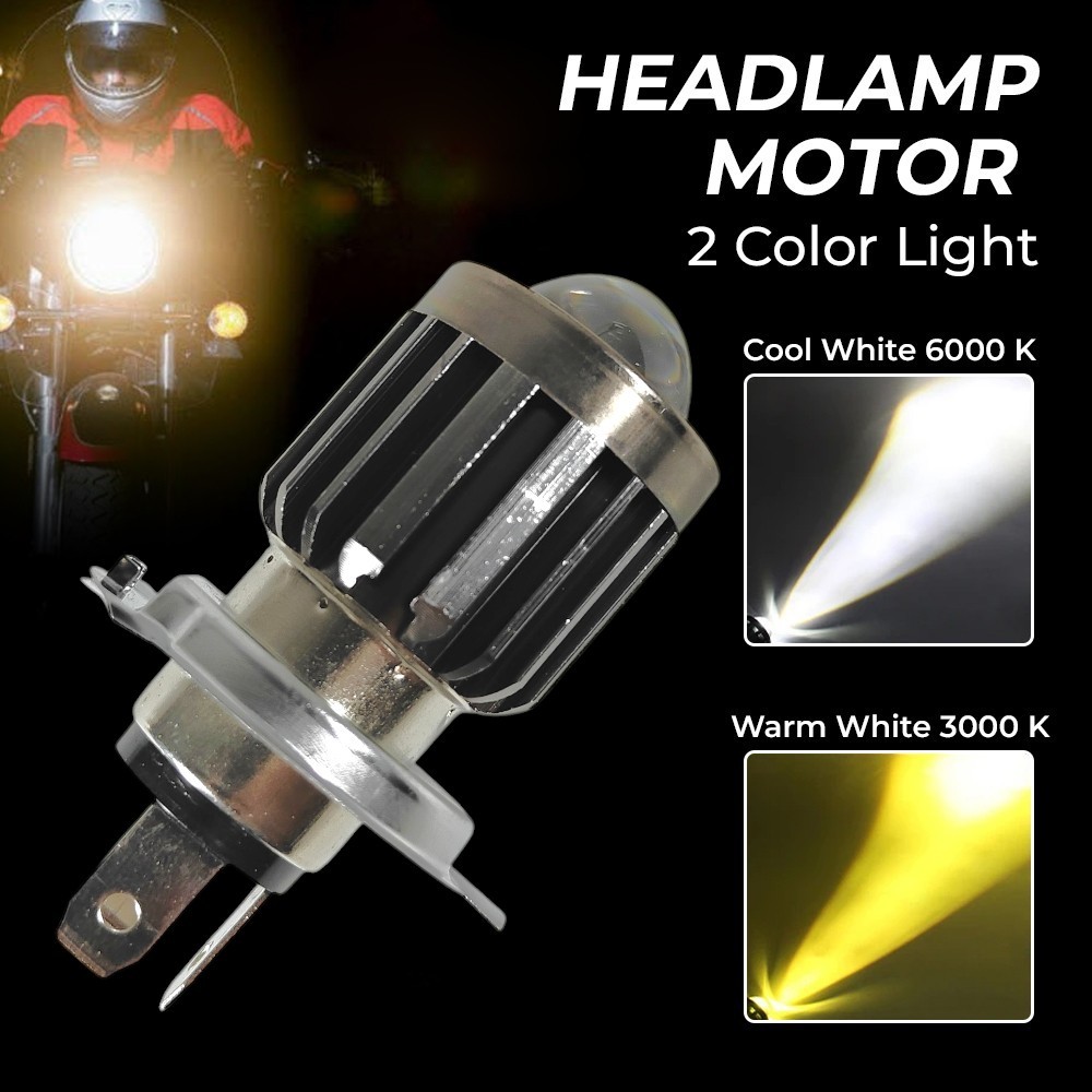 Lampu Depan Motor LED H4 Dua Warna – Lampu Jauh dan Dekat untuk Berkendara