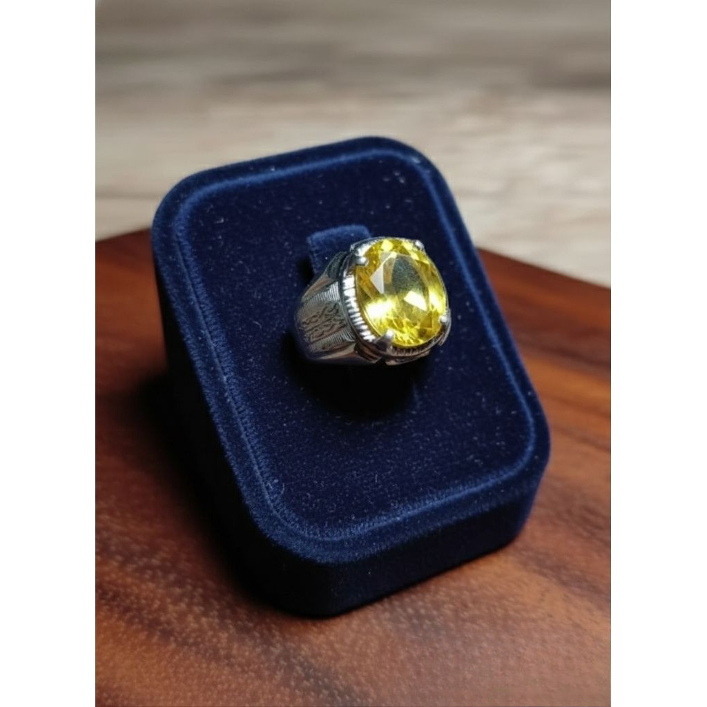 cincin permata yellow topaz ring monel doff