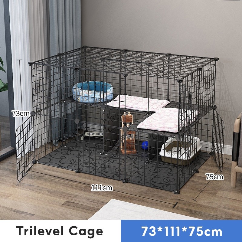 1 Set Kandang Kucing besar Kandang Hamster Pagar Kucing Anjing Pet Cage Pagar Besi DIY Kandang kelin