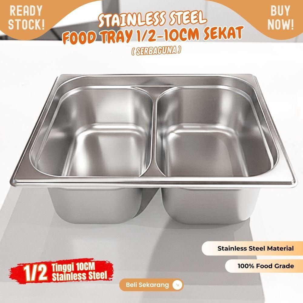 Food pan sekat 1/2 tinggi 10cm untuk dalaman prasmanan stainless gastronom