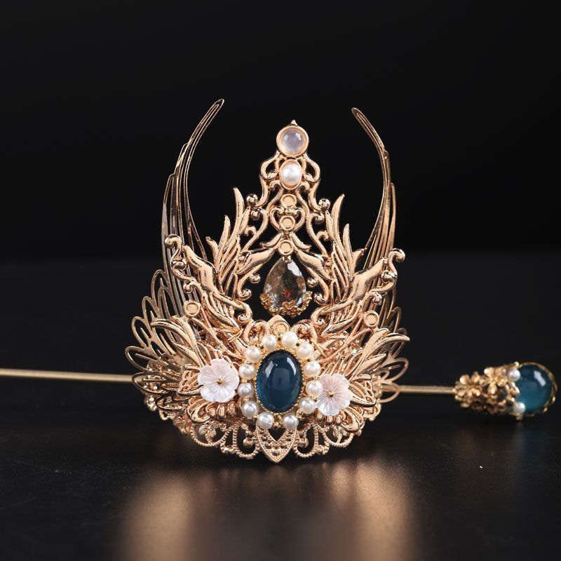 Gaya Baru Kostum Kuno Hanfu Mahkota Rambut Gaya Kuno untuk Pria dan Wanita