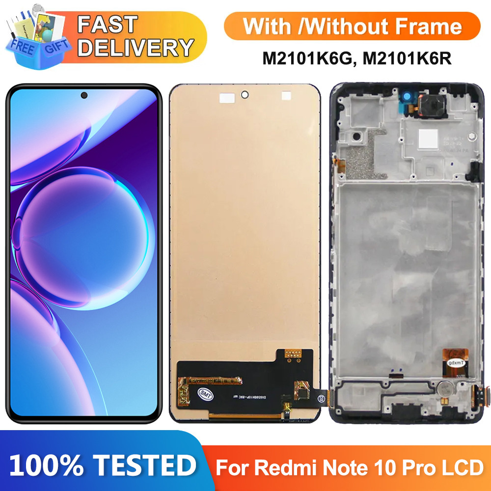 6.67" Screen for Xiaomi Redmi Note 10 Pro M2101K6G M2101K6R Lcd Display Digital Tou Screen with Fram