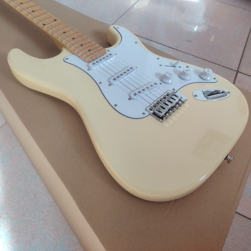 High quality in stock milk yellow electric guitar/fan-shaped fingerboard/22Frets/maple fingerboard/m