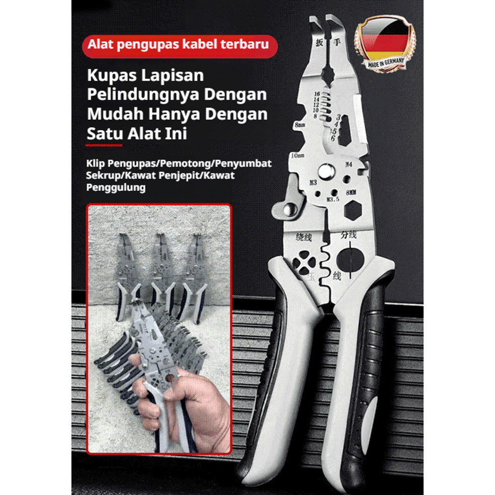 [Kuat & Tahan Lama] Tang Kupas Kabel Multi Fungsi German / Tang Kupas Kabel Industri Untuk Kawat Lis