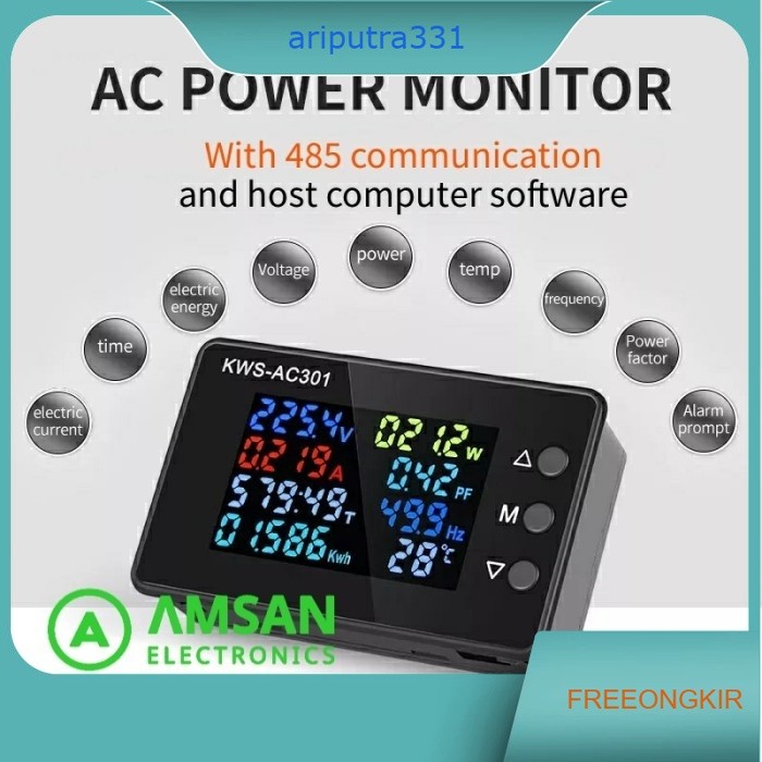 KWS AC301 8in1 Power Factor Frequency kWh Meter Wattmeter Voltmeter AC KWS AC301L 20A 100A