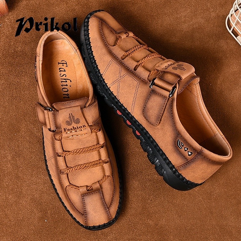 Prikol Olahraga Sepatu Pria Sneaker Pantofel Pria Tanpa Tali Kulit Sapi Asli Sepatu Santai ORIGINAL 