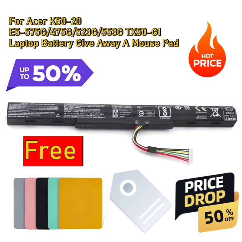 For Acer K50-20 E5-575G/475G/523G/553G TX50-G1 Laptop Battery Give Away A Mouse Pad