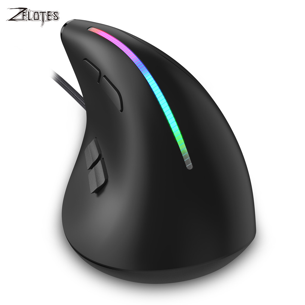 ZELOTES T-50 Vertical Mouse Wired Mouse 9 keys RGB optical Mice 12800DPI Wired Ergonomic Mouse for L