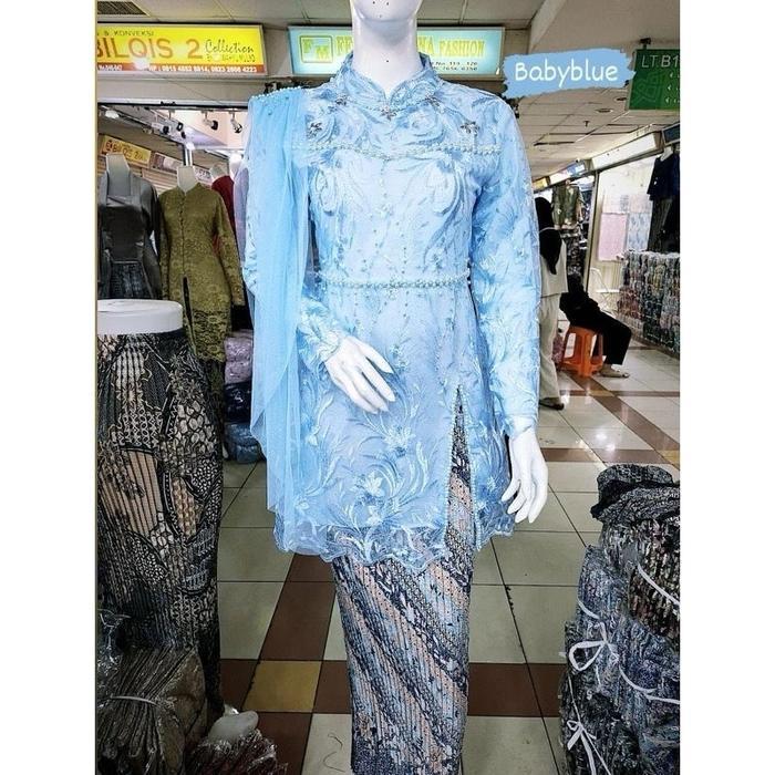hanya Atasan kebaya tille inara 2/kebaya pesta dan wisuda/kebaya terbaru/pagar ayu - Hijau sage, ata