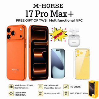M‑Horse 17 Pro Max+ Smartphone 4G RAM 6GB ROM 128GB | Dual SIM | NFC | Gratis Headset Bluetooth + Tempered Glass & Casing