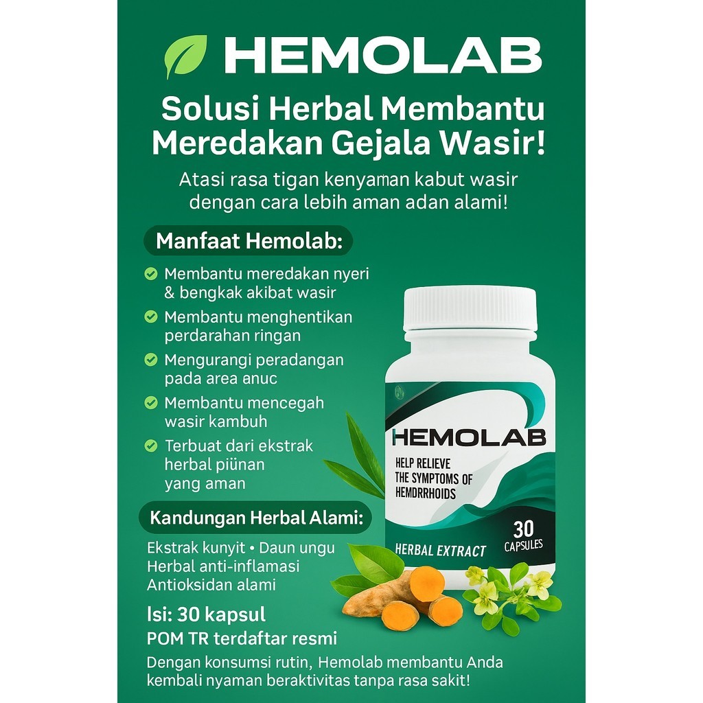 HEMOLAB OBAT WASIR AMBEIEN Kapsul yang membantu meredakan gejala wasir mengurangi peradangan Nyeri H