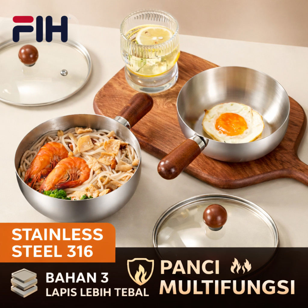 COD Panci sup/panci kecil anti lengket, panci salju gaya Jepang, panci susu kecil stainless steel, p