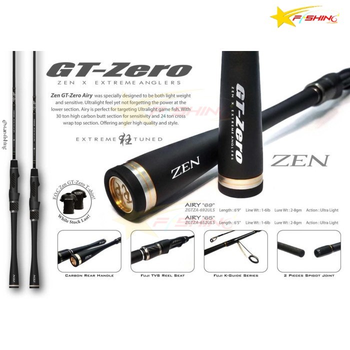 Starsfishing ZEN X EA ZAGAN Joran Pancing Zen Zagan GT Zero Airy 65 UL Ultra Light Carbon 2pcs Fuji 