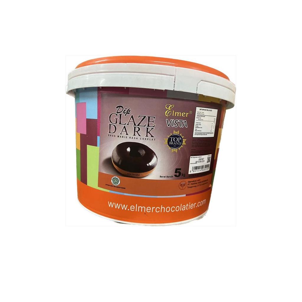BEST Elmer Dip Glaze 5kg SEMUA RASA LENGKAP / Dip Glaze Coklat Tiramisu - Dark Vista 5kg