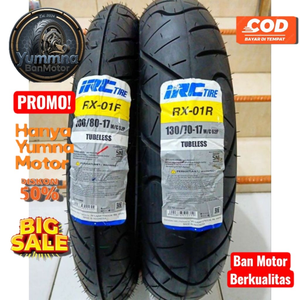 paket sepasang ban motor IRC road winner ring 17 ukuran 100/80 dan 130/70