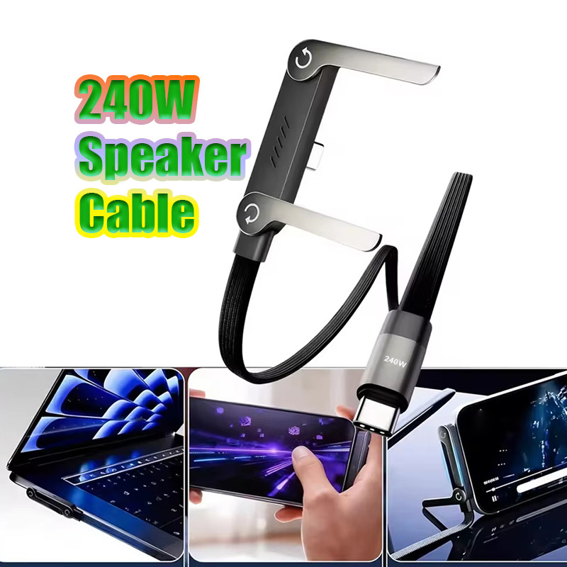 240W kabel data type c gaming dengan Dudukan Sudut kabel data type c fast charging Kabel Gaming Siku