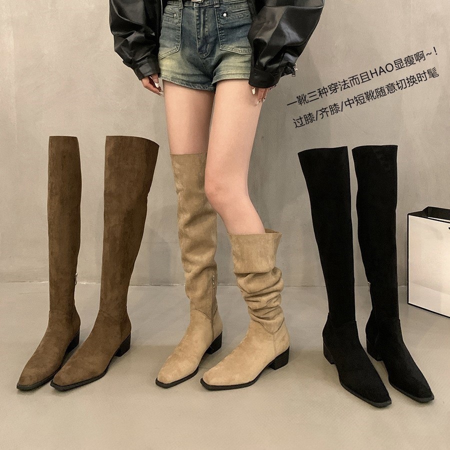 Women's Fashionable Chunky Heel Western Cowboy Boots,Over-the-Knee Long Boots, Long Rider Boots