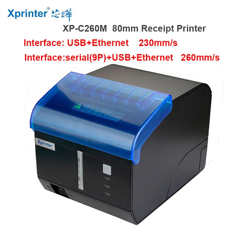 Portable printer 80mm Thermal Receipt Printer USB+EthernetWIFI Bluetooth Sound And Light Alarm POS P