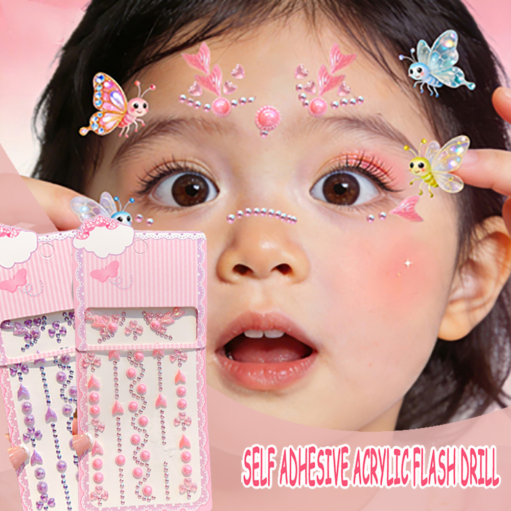 Stiker Wajah Berlian DIY Stiker Wajah Pesta Topeng Stiker Wajah Manikur Stiker Permata