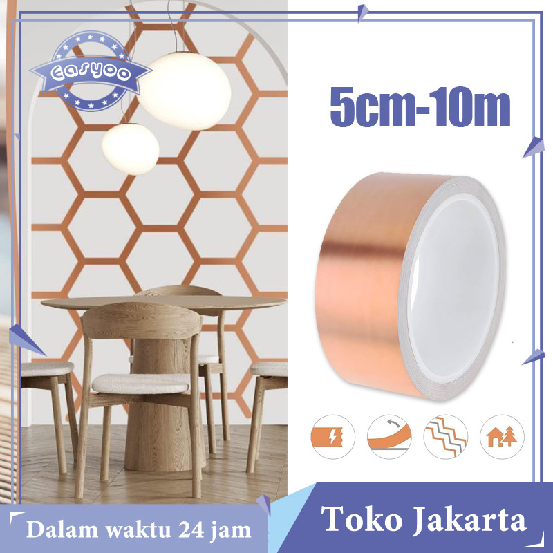 Tembaga Foil Tape 5cmx10m Tape Tembaga Konduktor Copper Foil Tape Adhesive Kuat Tape Tembaga Pcb Emi