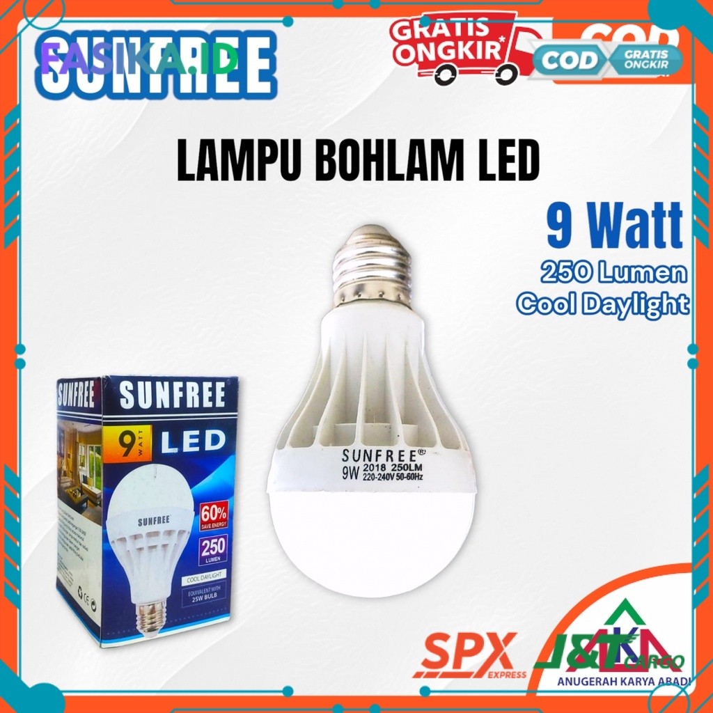 READY Bohlam Lampu LED SUNFREE 9W Cool Daylight E27 PRJ TERBARU 2026 COD TERMURAH TERLARIS
