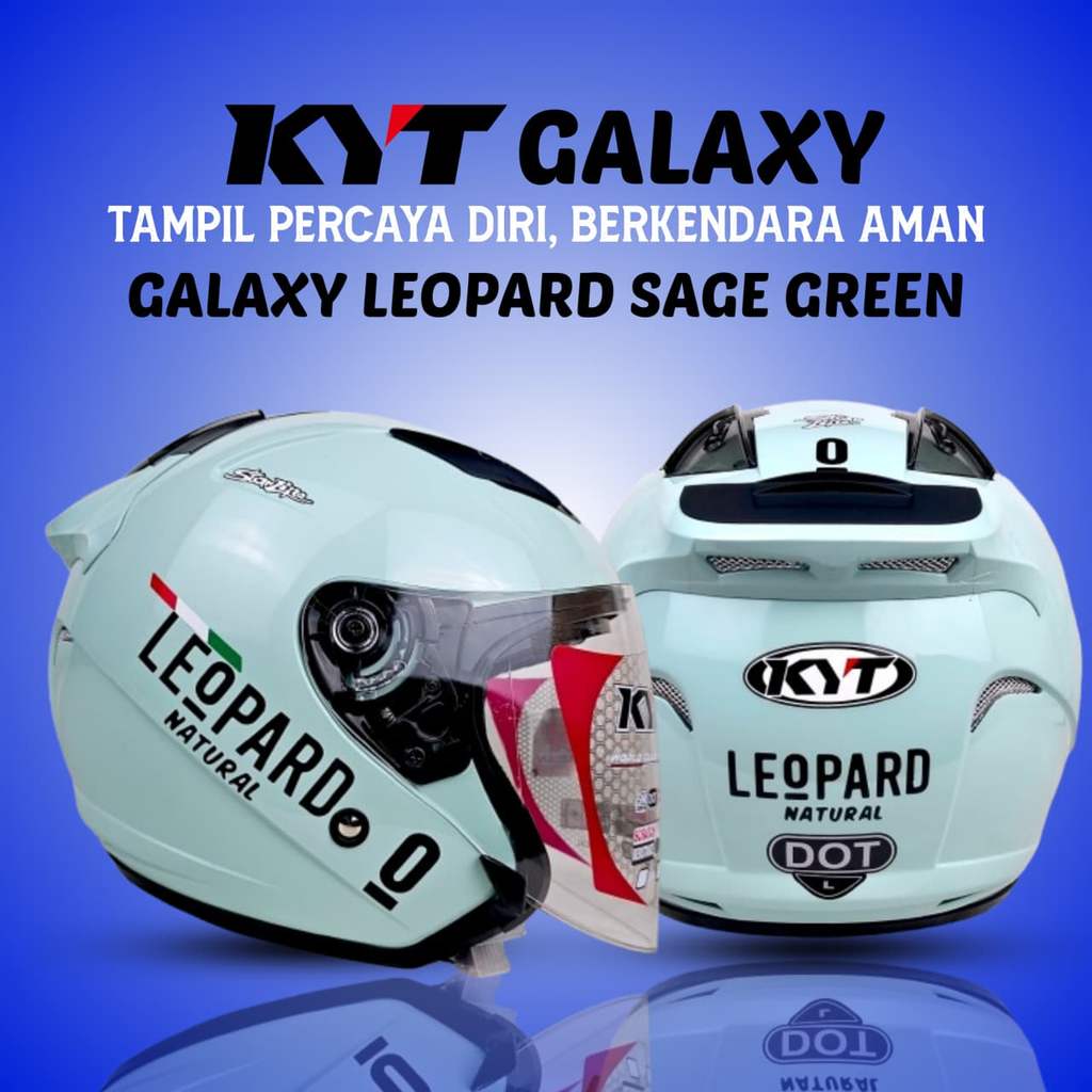 Kyt Galaxy Flat R Sage Green Leopard / Helm Kyt Half Face SNI