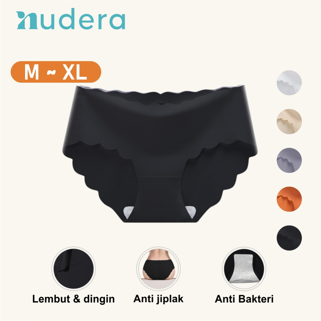 COD NUDERA Celana Dalam Wanita Seamless Hitam Premium Elastis | Lembut, Tidak Berbekas, Nyaman Dipak