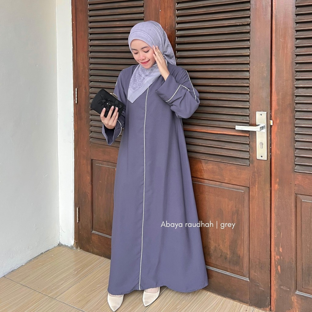 RISAOSHOP - Abaya Raudhah  Abaya Remaja Dewasa Abaya List Putih Bahan Premium