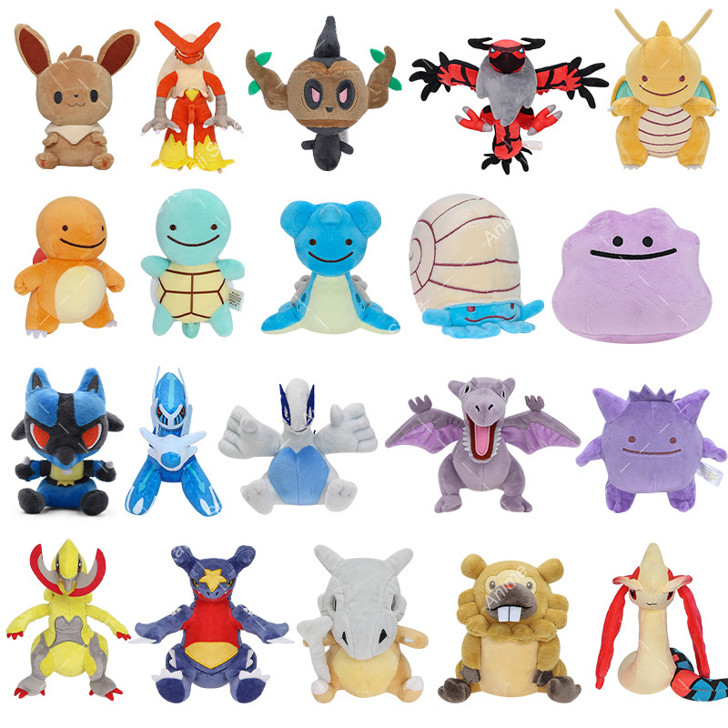 Pokemon Cartoon Plush Toys Eevee Blaziken Phantump Yveltal Aerodactyl Garchomp alga Stuffed Plush Do