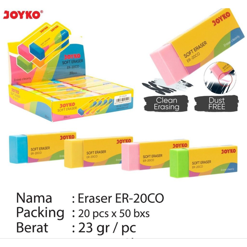 Penghapus Joyko Besar Warna-warni Er-20CO ( 1pak20pcs )