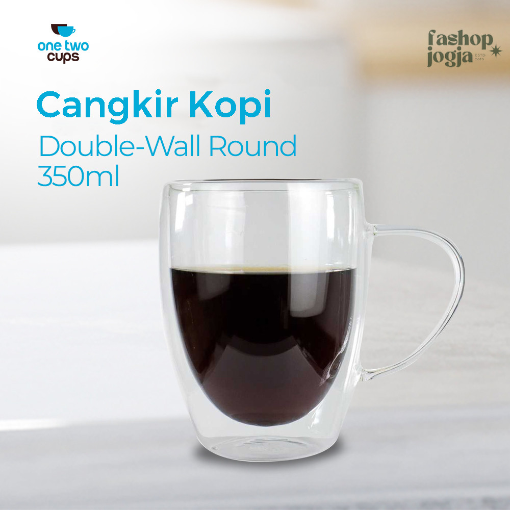 Gelas Cangkir Kopi Kaca Tahan Panas Double Wall Mug 350ml