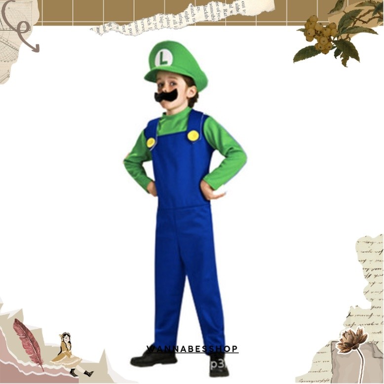 MARIO BROS KOSTUM SUPER MARIO LUIGI COSPLAY ANAK DEWASA MARIO BROS COSTUME