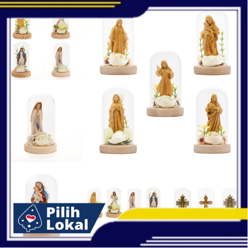 Hiasan Glass Dome Classic Patung Bunda Maria Yesus Souvenir Pajangan Dekorasi Rohani