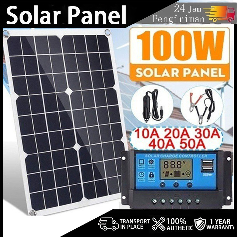 [COD] Panel Surya Solar Panel Aki sprayer elektrik 20W-100W 12V/24V  Mono Panel Kristal Mono Panel S