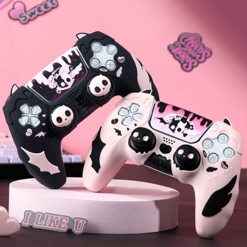 Sweet Skull Silicone Skin Cover Gamepad Sticker Soft Case For Sony Dualsense 5 PS5 Controller Thumb 
