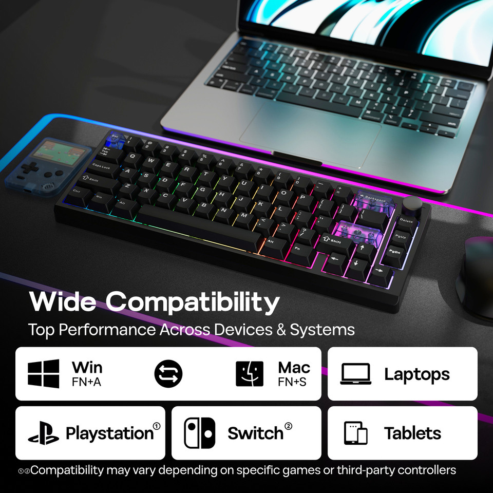 EPOMAKER Magcore65 Lite 65% US QWERTY Layout Wired/BT/2.4Ghz Wireless Mechanical Gaming Keyboard 8K 