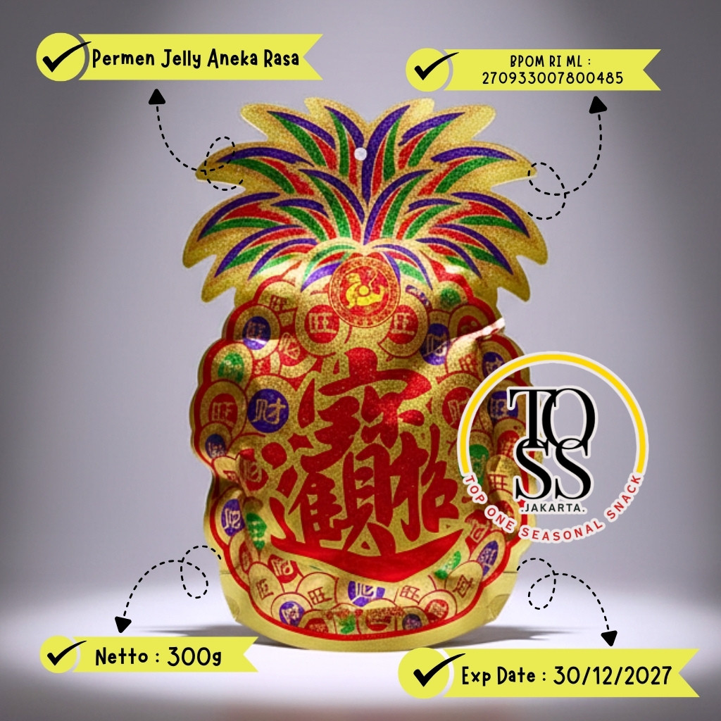 Assorted Jelly Pineapple 300gr | Nanas Jeli Campur Enak & Segar | Permen Imlek