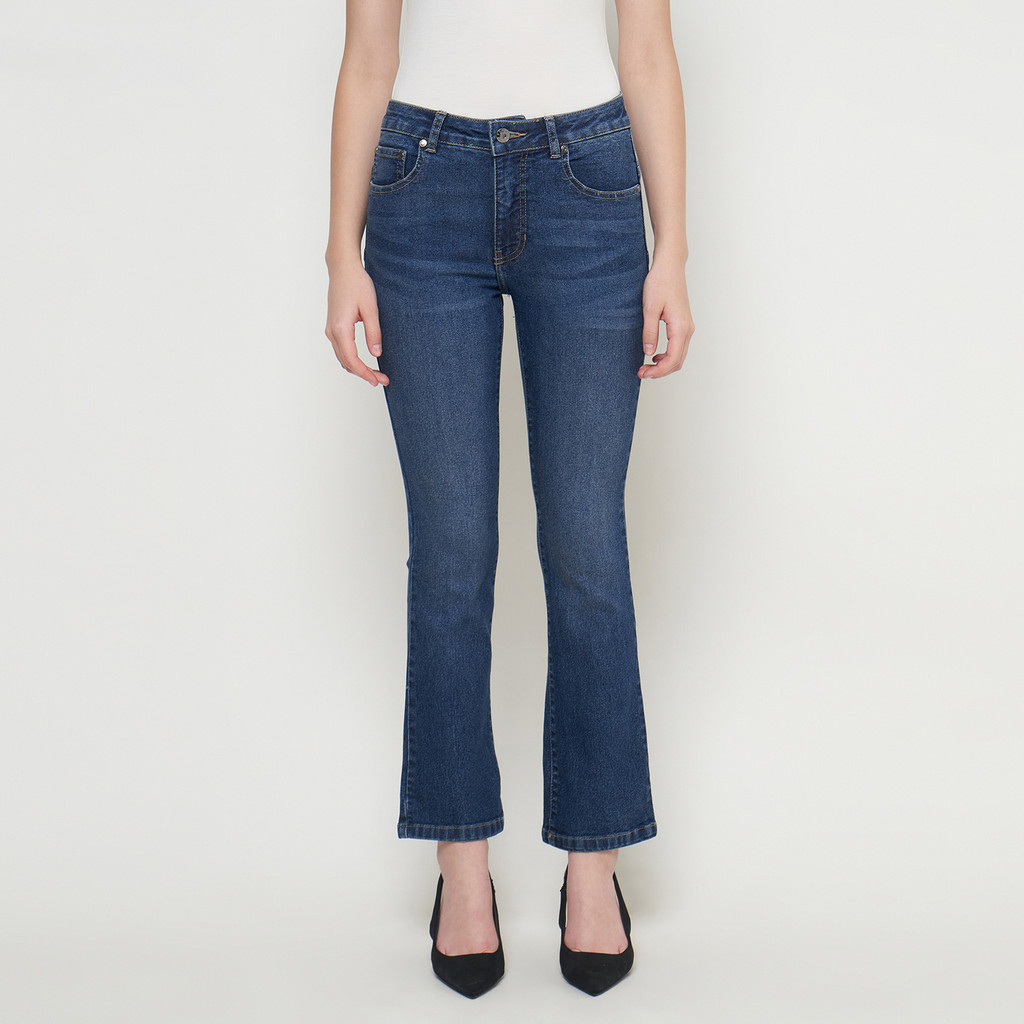 DUST Celana Mid Rise Bootcut Jeans Niara Medium Dark Blue (D. 31318)