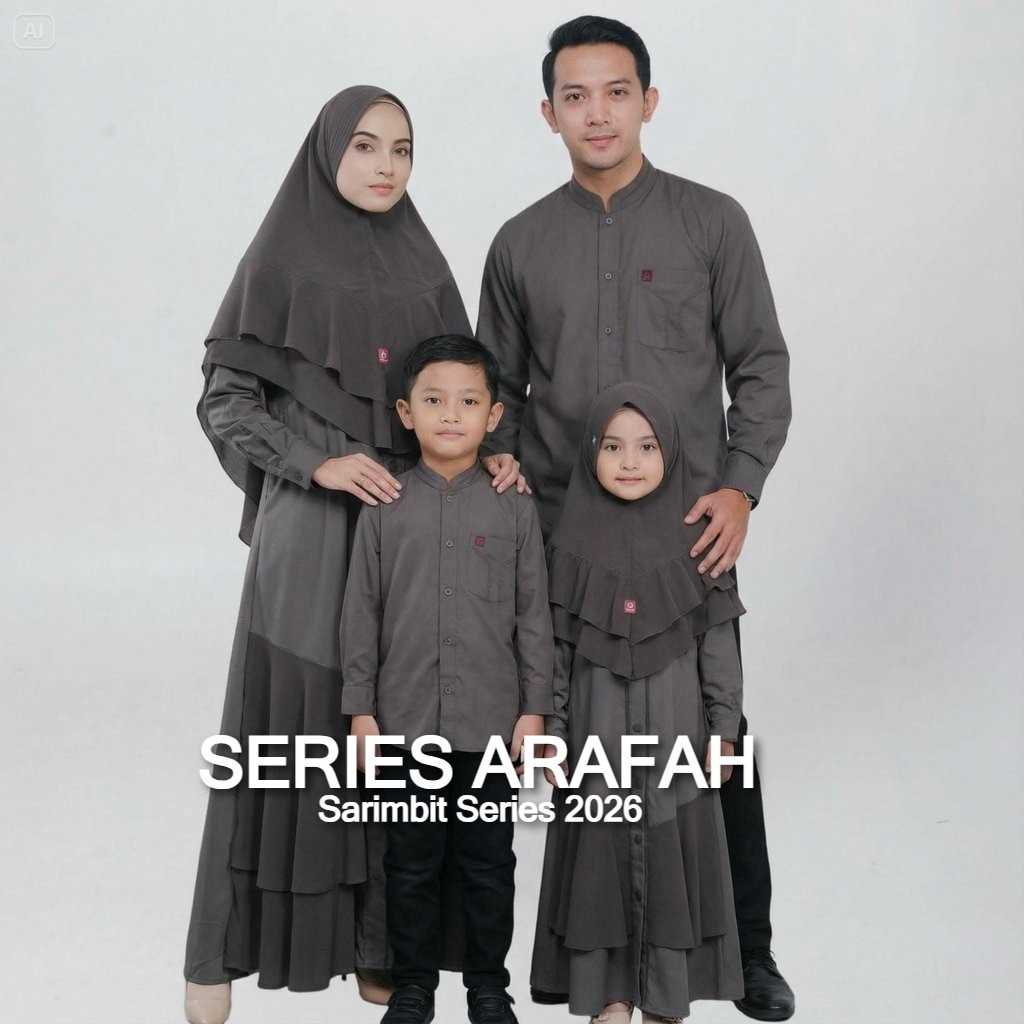 Arra Keluarga Couple Lebaran Arafah Grey Tan Sarimbit Baju Family Muslim