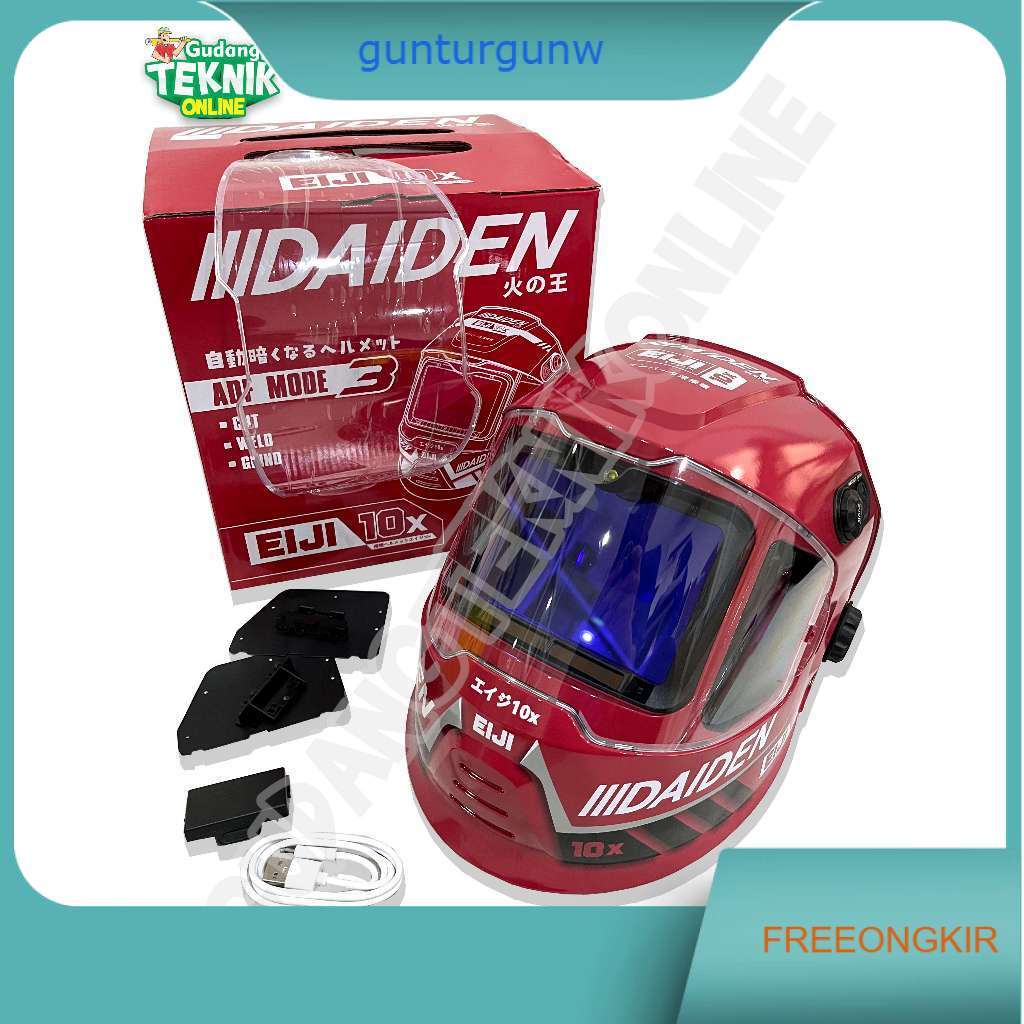 Helm Las Kedok Otomatis Auto Dark DAIDEN EIJI 10X / Helmet Topeng Kedok Las Pelindung Kepala Kaca Au