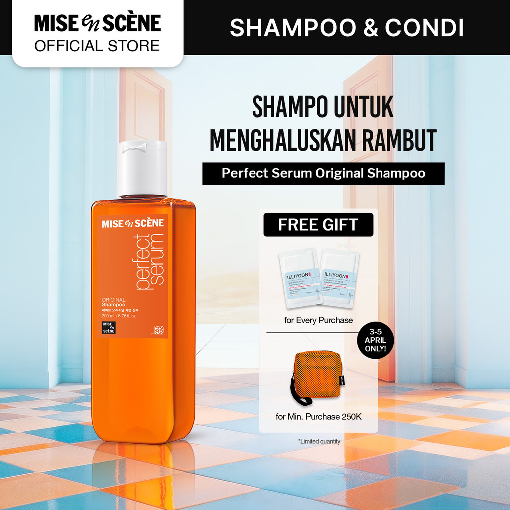 mise en scene Perfect Serum Original Shampoo 200ml - Shampoo Rambut Rusak Melembutkan Tanpa Kusut An