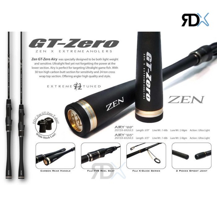 RDX Fishing Zen X EA Zagan Joran Pancing Zen Zagan GT Zero Airy 65 UL Ultra Light Carbon 2pcs Fuji G