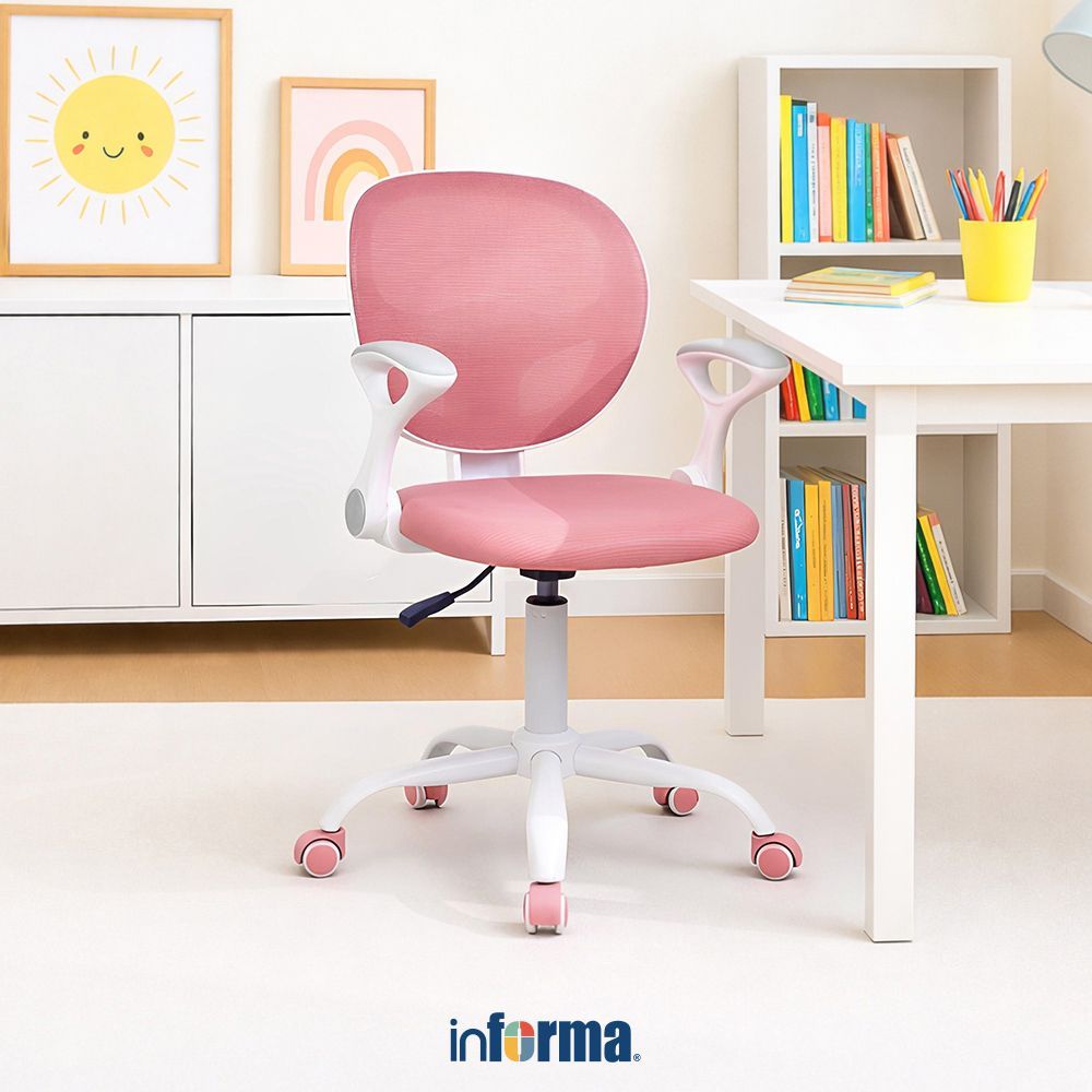 Infoma Arden Kursi Belajar Anak - Pink Tempat Duduk Dengan Roda Kids Study Chair Furniture Indoor Ka